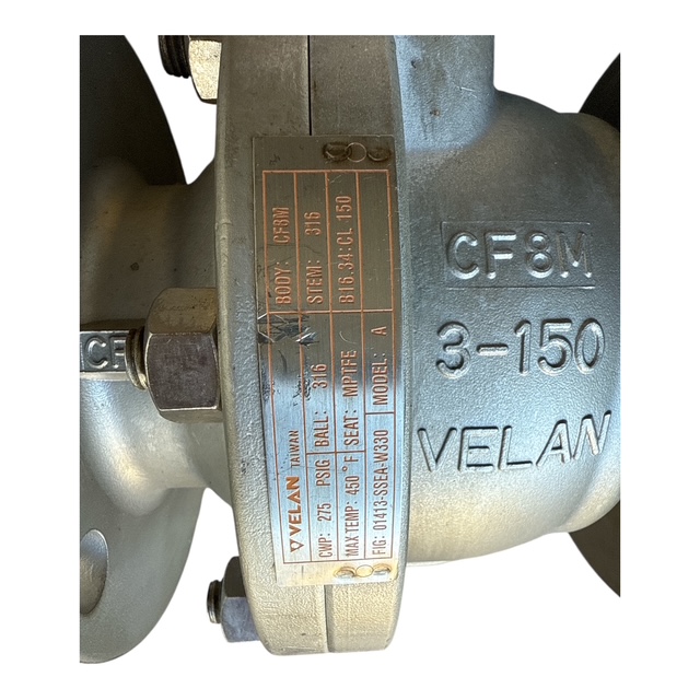 3" Class 150 Stainless Steel Velan Ball Valve Air Operated - Image 5